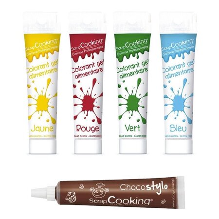 Kit de colorants alimentaires en gel + 1 Stylo chocolat