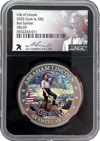 Pièce de monnaie en Argent 2 Dollars g 15.57 (1/2 oz) Millésime 2022 An American Life RAIL SPLITTER