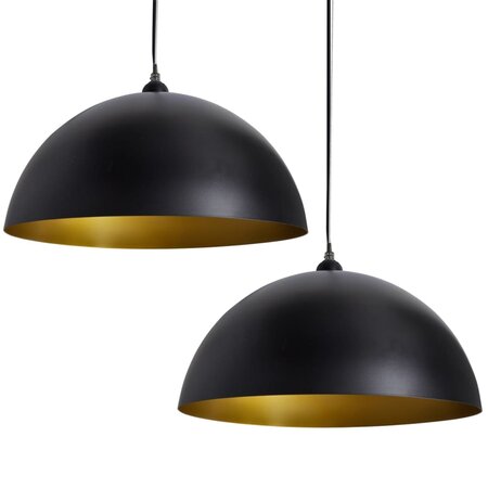vidaXL Plafonniers 2 Pièces Hauteur réglable Semi-sphérique Noir