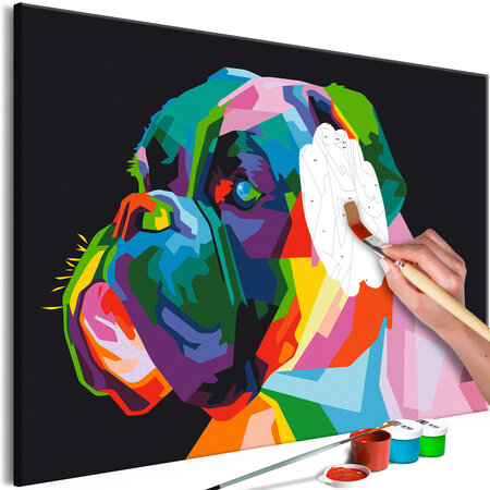 Tableau à peindre par soi-même - colourful boxer l x h en cm 60x40