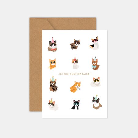 Carte anniversaire - les chats