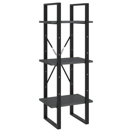 vidaXL Bibliothèque à 3 niveaux Gris 40x30x105 cm Bois de pin massif