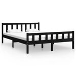 vidaXL Cadre de lit Noir Bois massif 150x200 cm Très grand