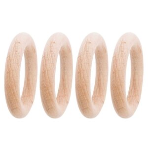 4 anneaux en bois pour hochet Ø 7 cm