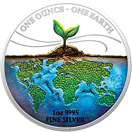 EARTH Colorized 1 onces argent monnaie 1 Dollars Fiji 2022