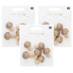 18 champignons en bois pailletés dorés 3 x 2 3 cm