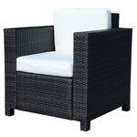 Fauteuil canape salon de jardin resine rotin tresse brun 1 place