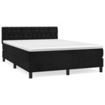 vidaXL Lit à sommier tapissier avec matelas Noir 140x190 cm Velours