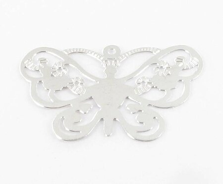 Estampe filigranée Papillon 25x16 mm Argenté (10 pièces)