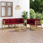 vidaXL Salon de jardin 6 Pièces avec coussins rouge bordeaux
