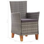 vidaXL Mobilier à dîner 5 Pièces Résine tressée et bois d'acacia Gris