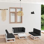 vidaXL Salon de jardin 7 Pièces avec coussins Bois de pin massif