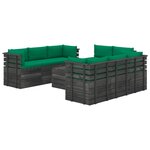 vidaXL Salon palette de jardin 9 Pièces avec coussins Bois de pin massif