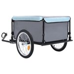 vidaXL Remorque de bicyclette Noir et bleu 65 kg