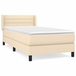 vidaXL Lit à sommier tapissier avec matelas Crème 100x200 cm Tissu