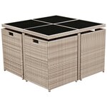 vidaXL Salon de jardin encastrable avec coussins 9 Pièces Rotin Beige