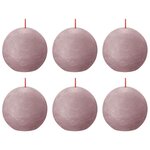 Bolsius Bougies boule rustiques Shine 6 Pièces 76x71 mm Rose cendre