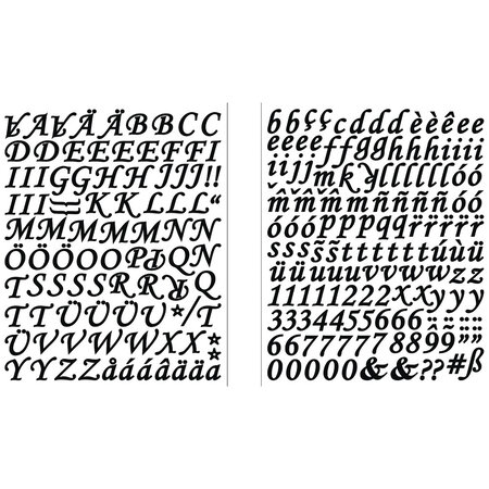 Sticker Alphabet + Chiffres cursif  noir  1 pce.