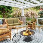 Outsunny Brasero boule de feu cheminée foyer extérieur Ø 75 x 55H cm grille à charbon + cuisson couvercle tisonnier métal noir