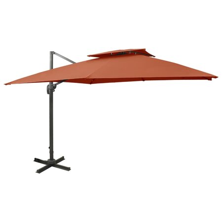 vidaXL Parasol déporté à double toit 300x300 cm Terre cuite