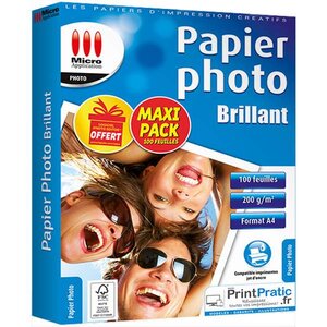 Papier photo brillant a4 - maxi pack - 200 g/m² - 100 feuilles