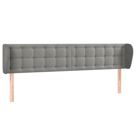 vidaXL Tête de lit avec oreilles Gris clair 183x23x78/88 cm Velours