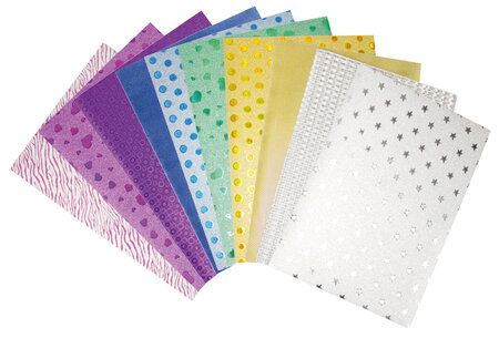 Feuille adhésive A4 motifs pailletés 10 pièces