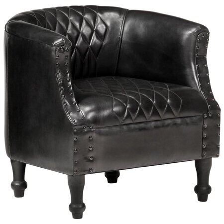 vidaXL Fauteuil tube Noir 62x58x65 cm Cuir véritable