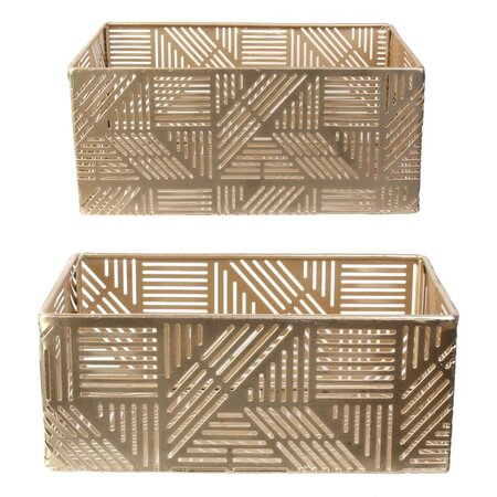 Paniers de rangement en métal ajouré doré (lot de 2) 21 et 25 cm