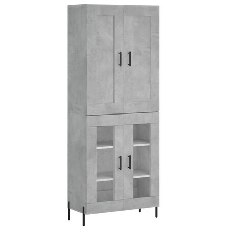 vidaXL Buffet haut Gris béton 69 5x34x180 cm Bois d'ingénierie