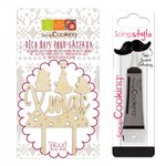 Cake topper en bois Christmas + Stylo de glaçage noir