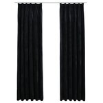 vidaXL Rideaux occultants avec crochets 2 Pièces Velours Noir 140x225 cm