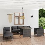 vidaXL Salon de jardin 8 Pièces avec coussins Résine tressée Gris