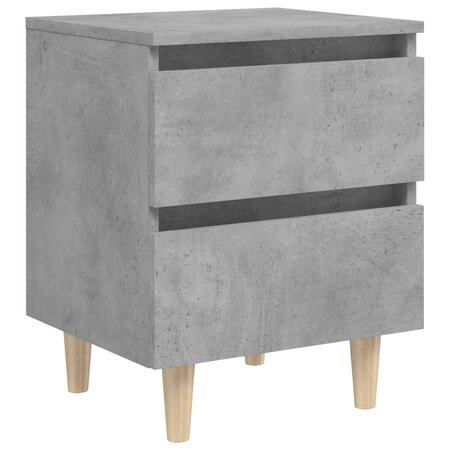 vidaXL Table de chevet avec pieds en pin Gris béton 40x35x50 cm