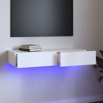 vidaXL Meuble TV avec lumières LED Blanc brillant 90x35x15 5 cm