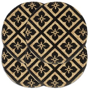 vidaXL Napperons 4 Pièces Noir 38 cm Rond Jute