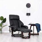 vidaXL Fauteuil de massage TV inclinable noir similicuir