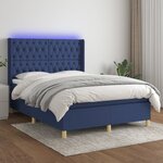 vidaXL Sommier tapissier avec matelas et LED Bleu 140x190 cm Tissu