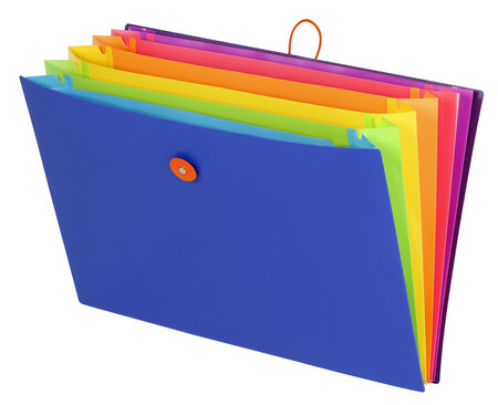 Trieur accordéon 6 compartiments en plastique - Format A4 - Happy Fluo