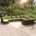 vidaXL Salon de jardin 10 Pièces avec coussins Résine tressée Marron