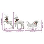 vidaXL Décoration de Noël Rennes avec traîneau 140 LED Extérieur Doré