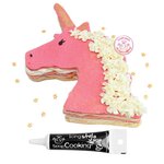 Découpoir à pâtisserie inox XXL Licorne + Stylo de glaçage noir