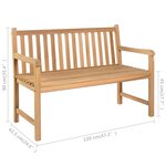 vidaXL Banc de jardin avec coussin noir 120 cm Bois de teck massif