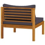 vidaXL Canapé central sectionnel et coussins gris foncé Bois d'acacia