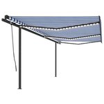 vidaXL Auvent automatique capteur de vent/LED 6x3 m Bleu et blanc