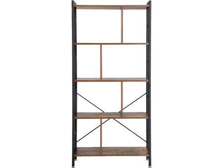 Bibliothèque "Oly" - 74 x 30 x 154.5 cm - Brun rustique/noir