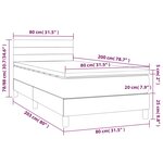 vidaXL Sommier tapissier avec matelas et LED Gris clair 80x200cm Tissu