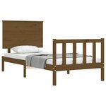 vidaXL Cadre de lit avec tête de lit marron miel simple bois massif