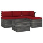 vidaXL Salon palette de jardin 5 Pièces avec coussins Bois de pin massif