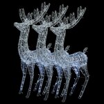 vidaXL Rennes de Noël XXL Acrylique 250 LED 3 Pièces 180 cm Blanc froid